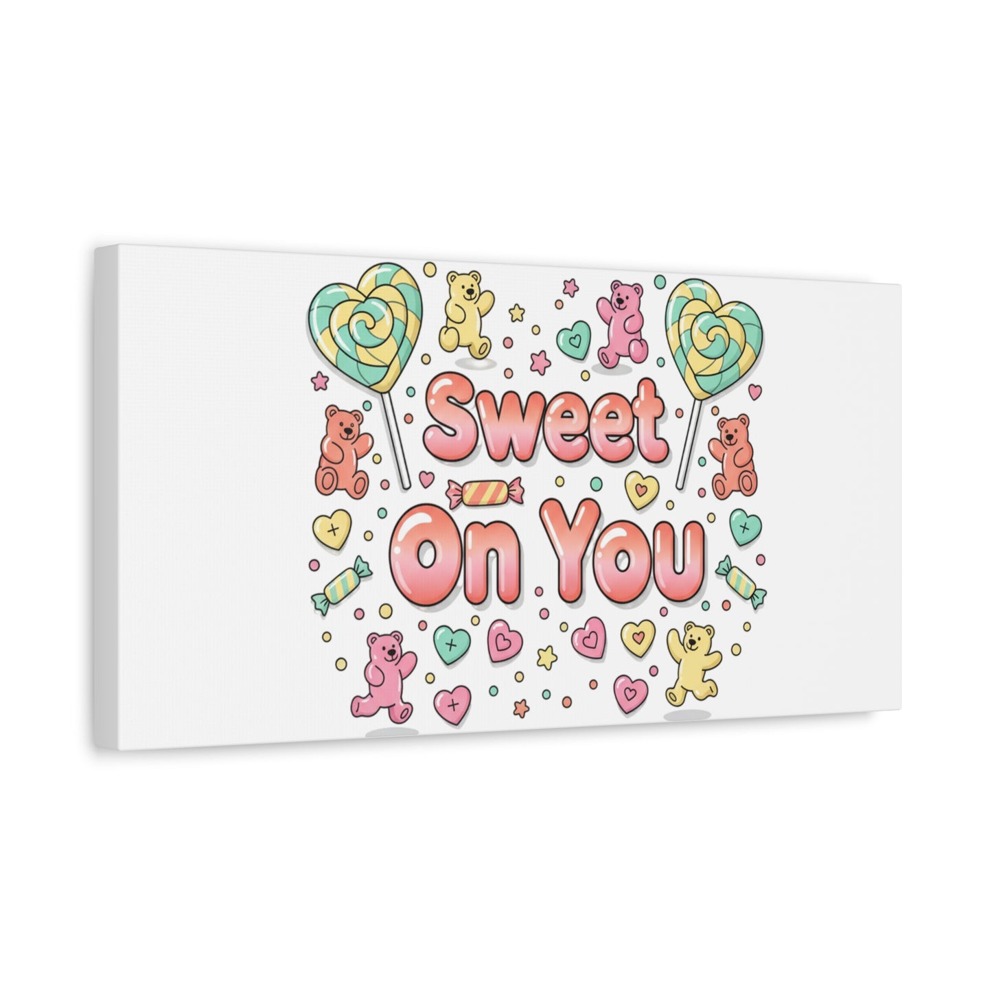 Sweet On You Canvas | Valentine Candycore heart candy pattern, pastel snackcore art