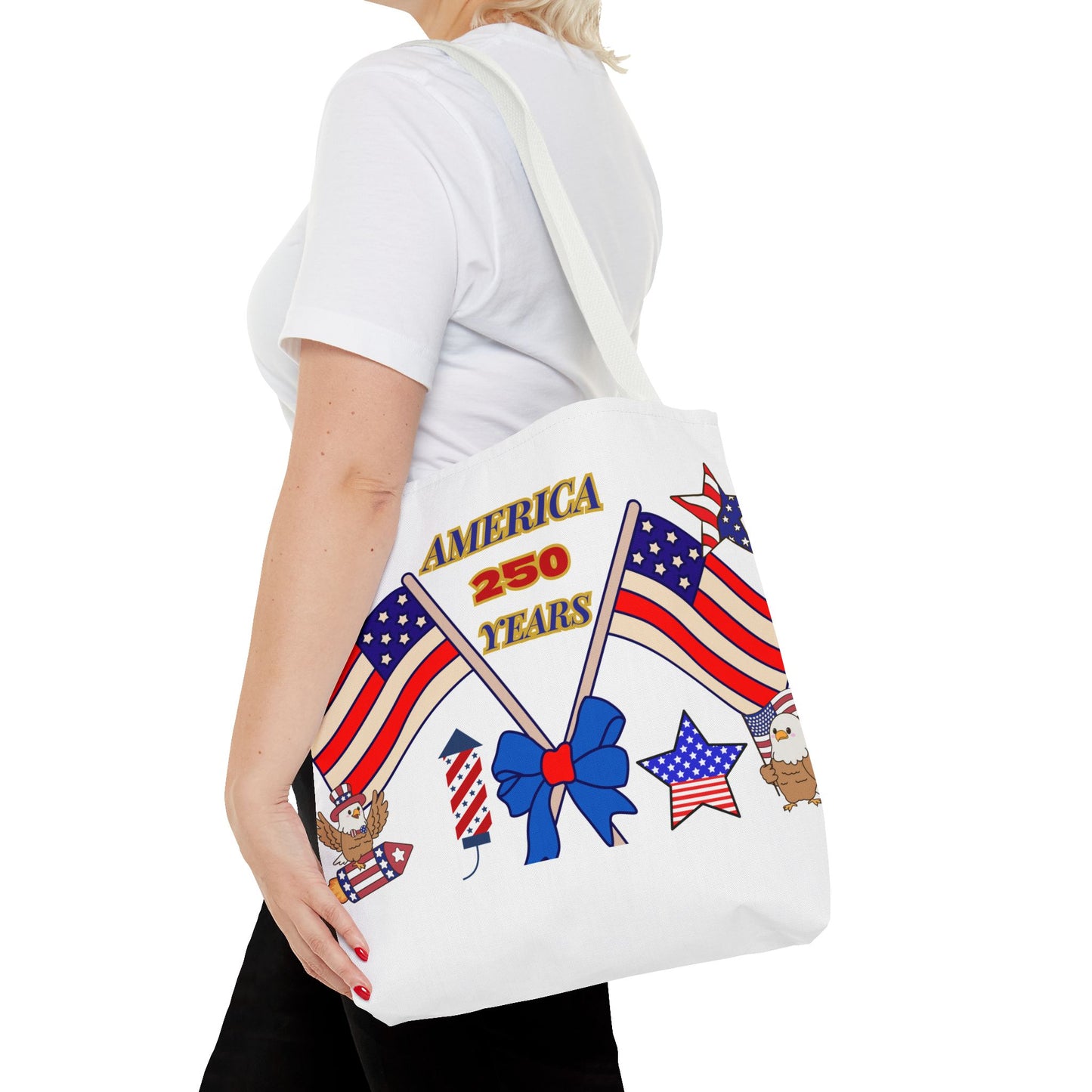 America 250 Years Flag Crossed Flags Patriotic Tote Bag | Independence Day