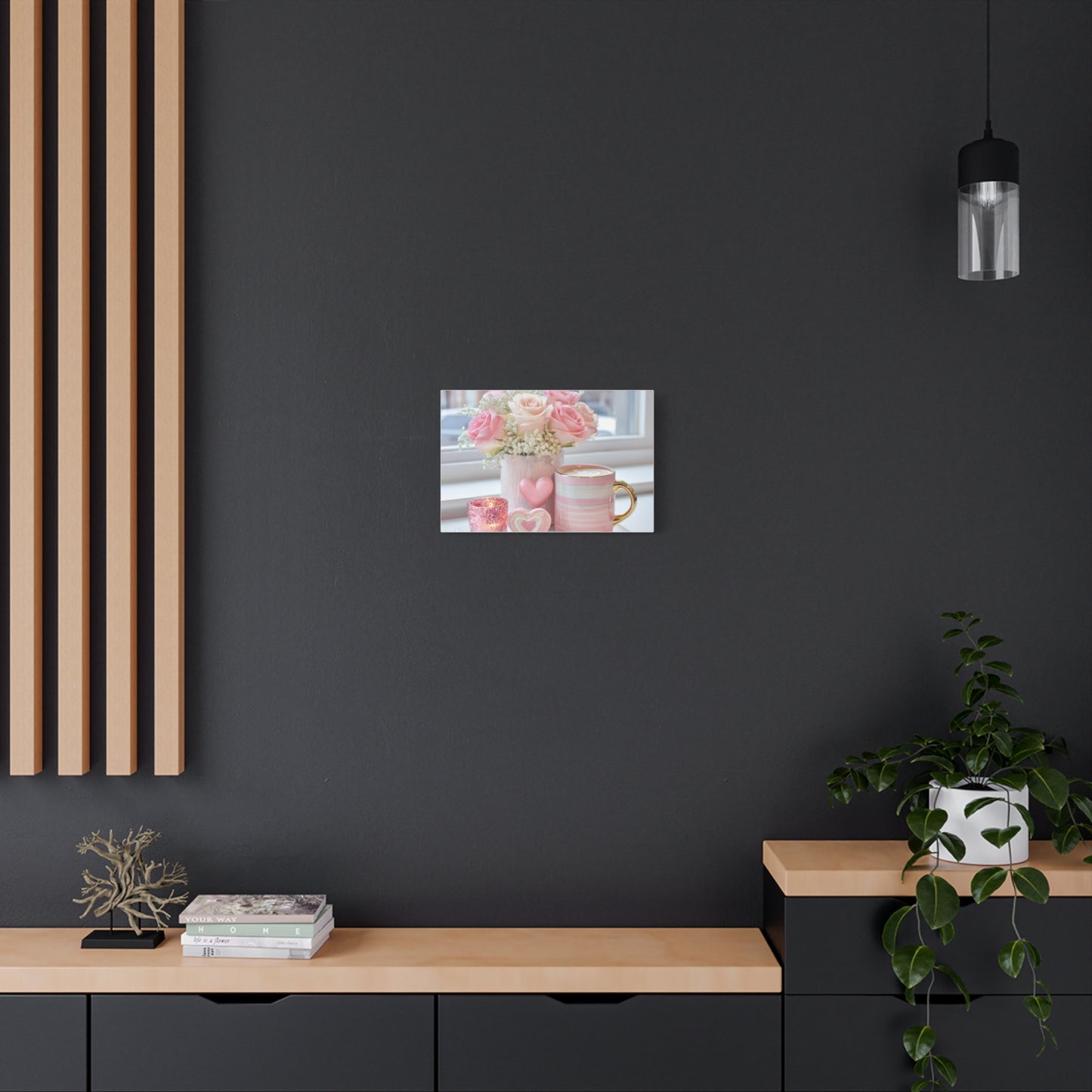 Pink Rose Bouquet with Mug Canvas