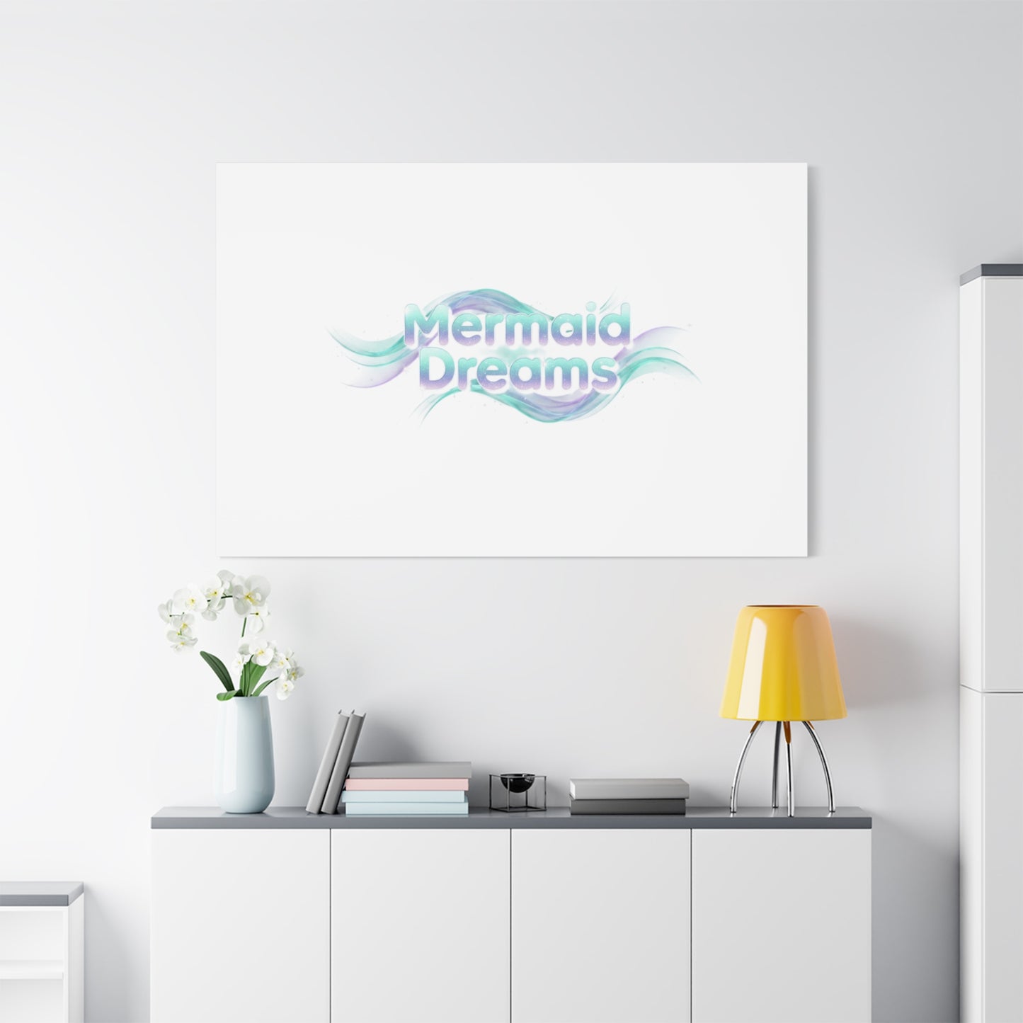 Mermaid Dreams Matte Canvas | iridescent text, pearly word accent