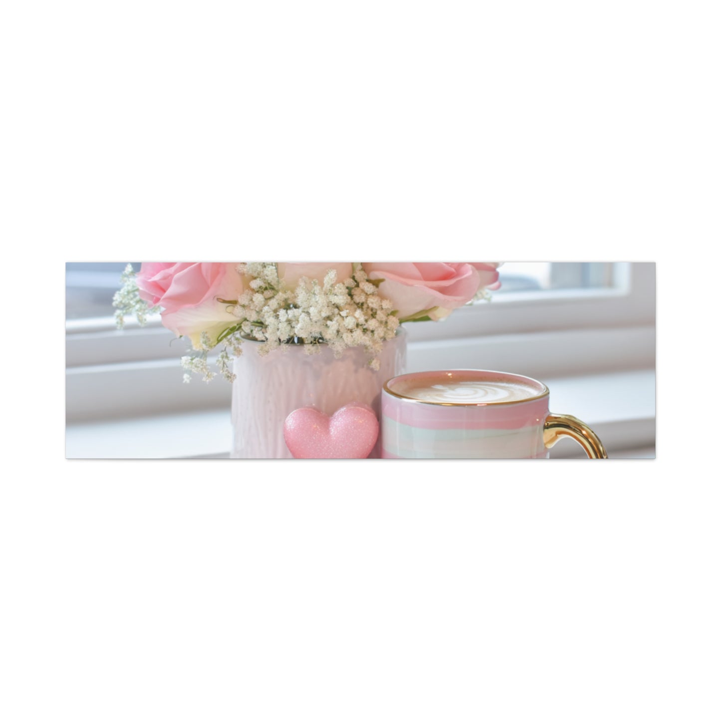 Pink Rose Bouquet with Mug Canvas