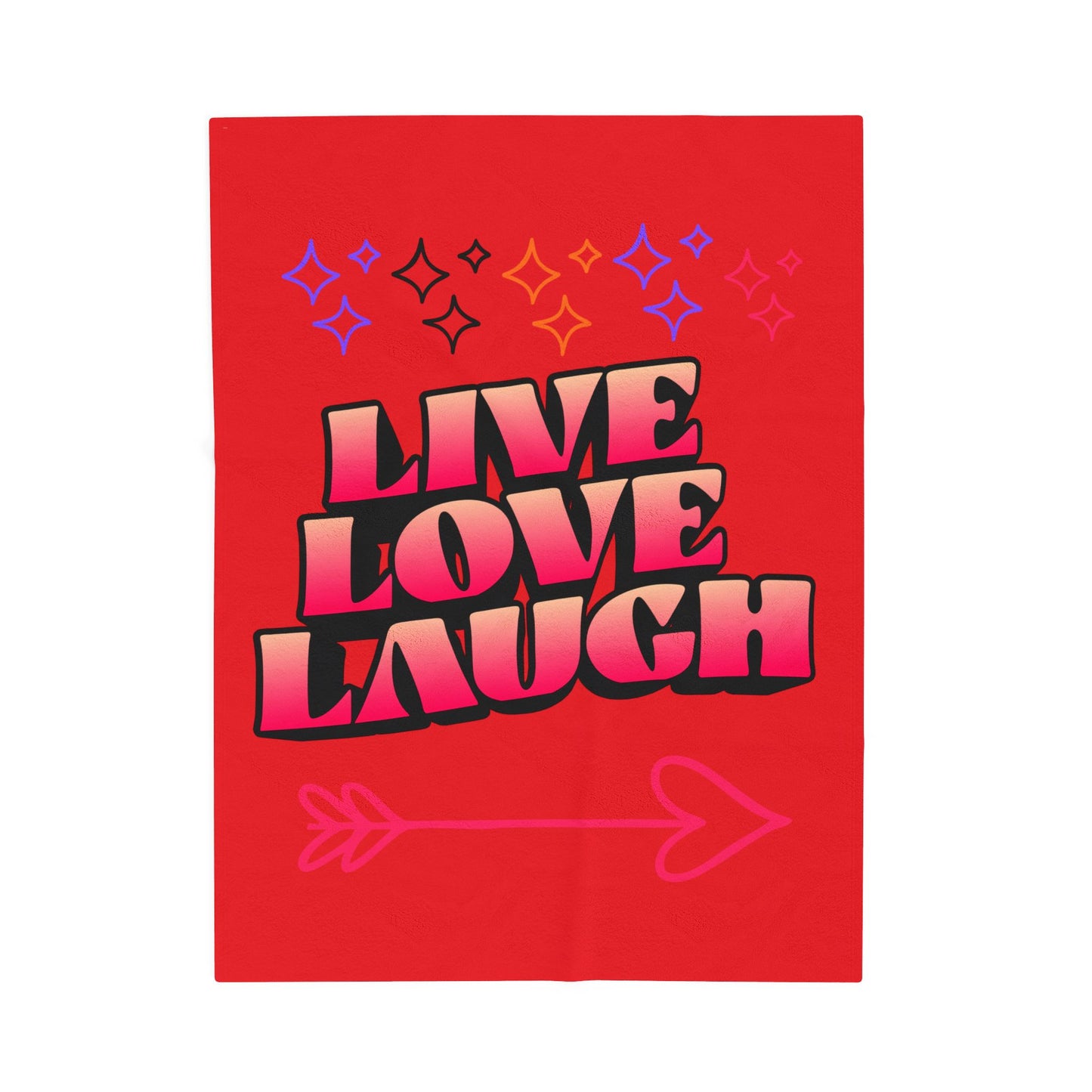 Live Love Laugh Velveteen Plush Blanket — Cozy Red Inspirational Throw for Home & Gifts