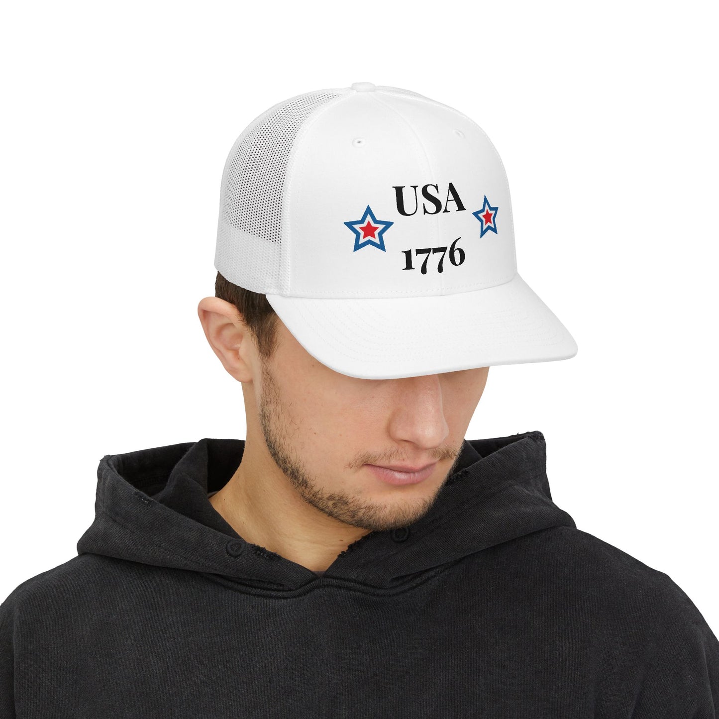USA 1776 Snapback Cap | Patriotic Stars Trucker Hat