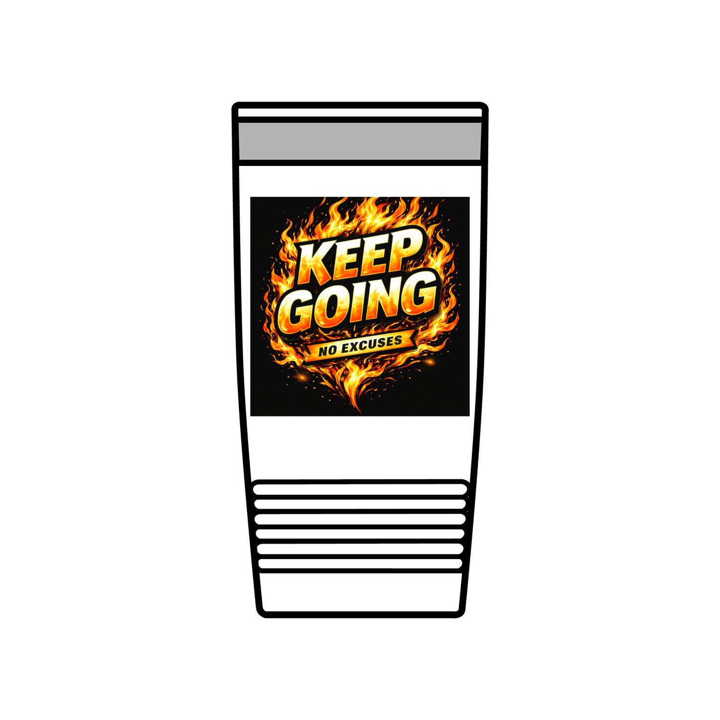 Motivational Tumbler 20oz | Keep Going No Excuses Cup | Black Gold Stainless Steel Travel Mug | Inspirational Coffee Tumbler Gift