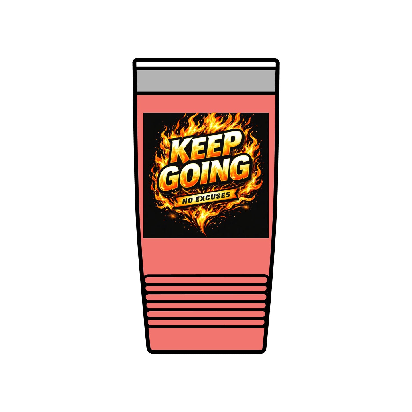 Motivational Tumbler 20oz | Keep Going No Excuses Cup | Black Gold Stainless Steel Travel Mug | Inspirational Coffee Tumbler Gift