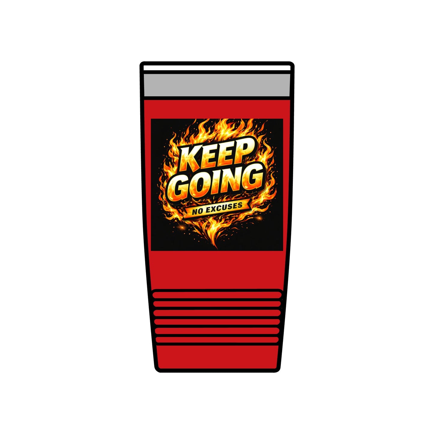 Motivational Tumbler 20oz | Keep Going No Excuses Cup | Black Gold Stainless Steel Travel Mug | Inspirational Coffee Tumbler Gift