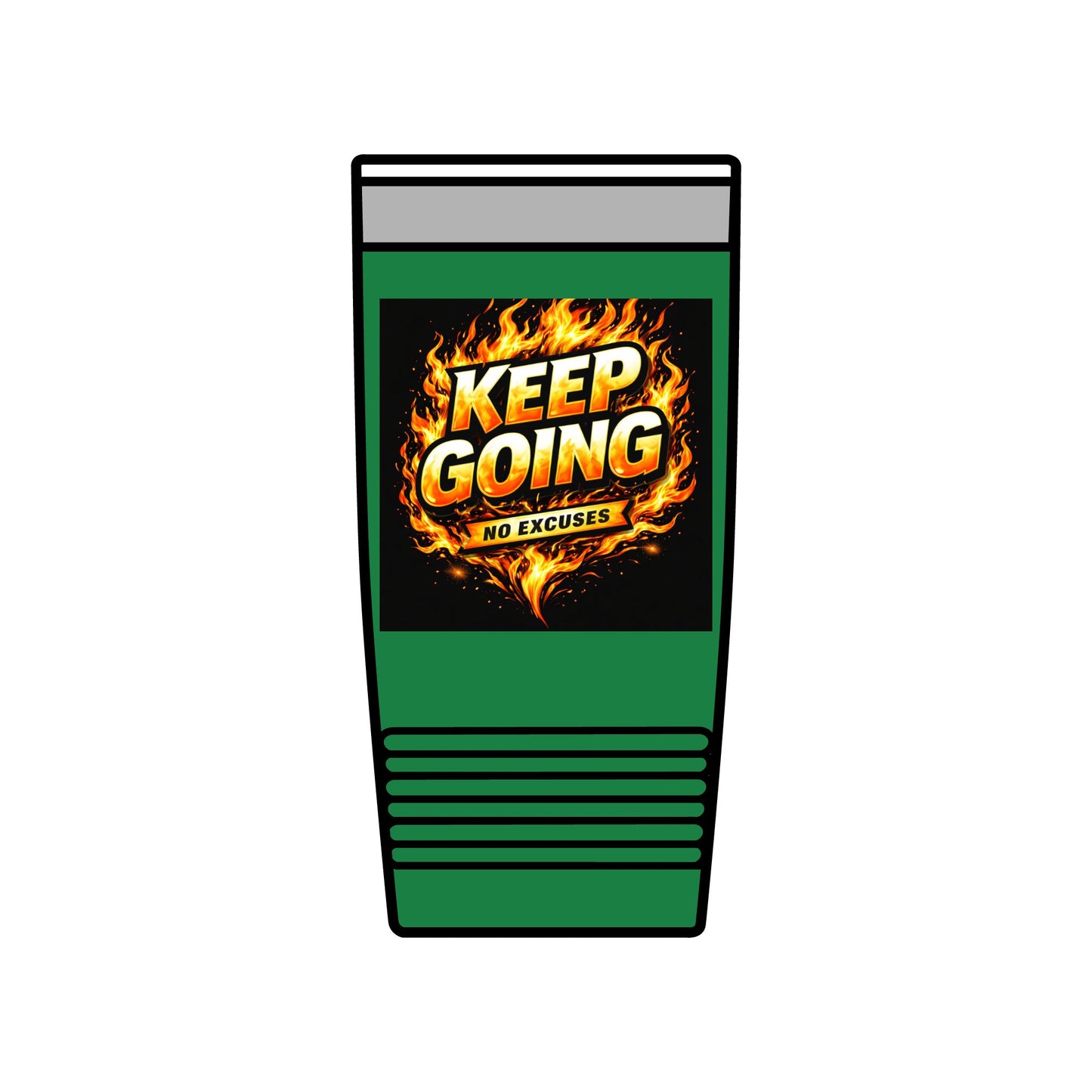 Motivational Tumbler 20oz | Keep Going No Excuses Cup | Black Gold Stainless Steel Travel Mug | Inspirational Coffee Tumbler Gift