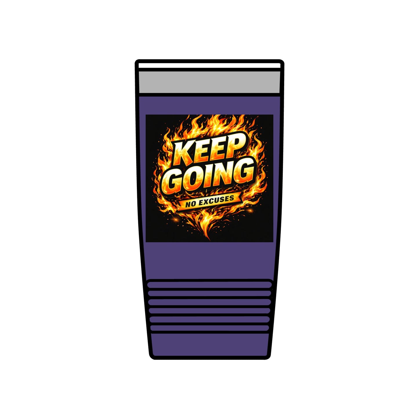 Motivational Tumbler 20oz | Keep Going No Excuses Cup | Black Gold Stainless Steel Travel Mug | Inspirational Coffee Tumbler Gift