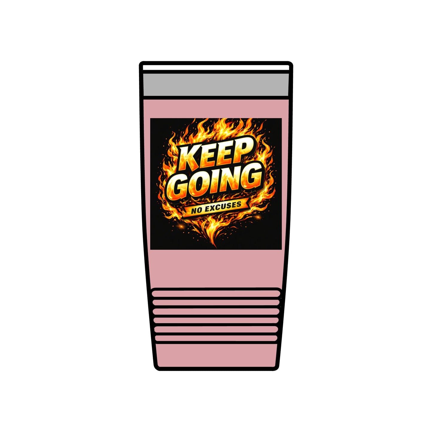 Motivational Tumbler 20oz | Keep Going No Excuses Cup | Black Gold Stainless Steel Travel Mug | Inspirational Coffee Tumbler Gift