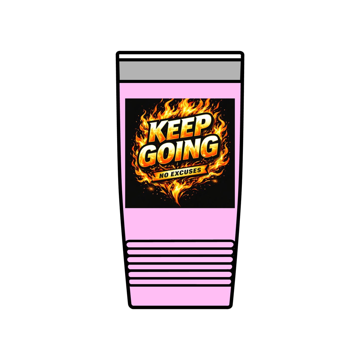 Motivational Tumbler 20oz | Keep Going No Excuses Cup | Black Gold Stainless Steel Travel Mug | Inspirational Coffee Tumbler Gift