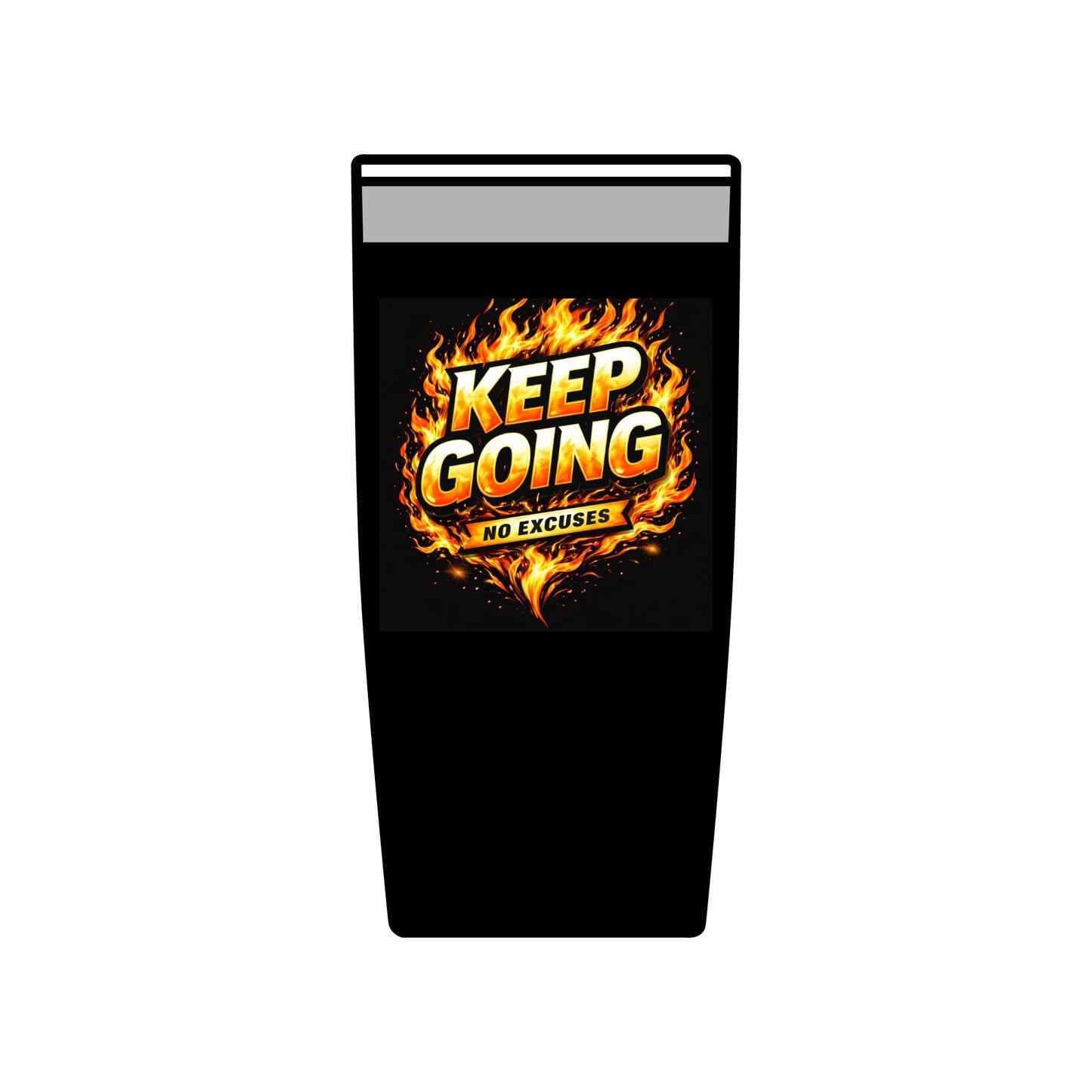 Motivational Tumbler 20oz | Keep Going No Excuses Cup | Black Gold Stainless Steel Travel Mug | Inspirational Coffee Tumbler Gift