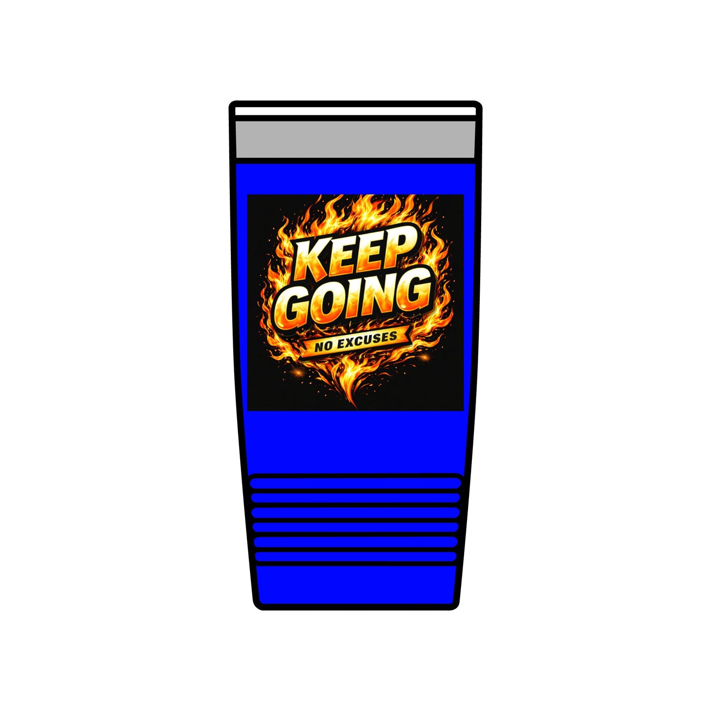 Motivational Tumbler 20oz | Keep Going No Excuses Cup | Black Gold Stainless Steel Travel Mug | Inspirational Coffee Tumbler Gift