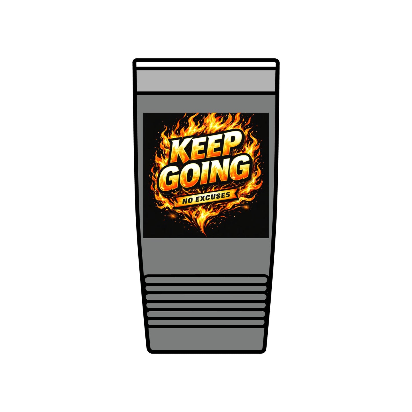Motivational Tumbler 20oz | Keep Going No Excuses Cup | Black Gold Stainless Steel Travel Mug | Inspirational Coffee Tumbler Gift