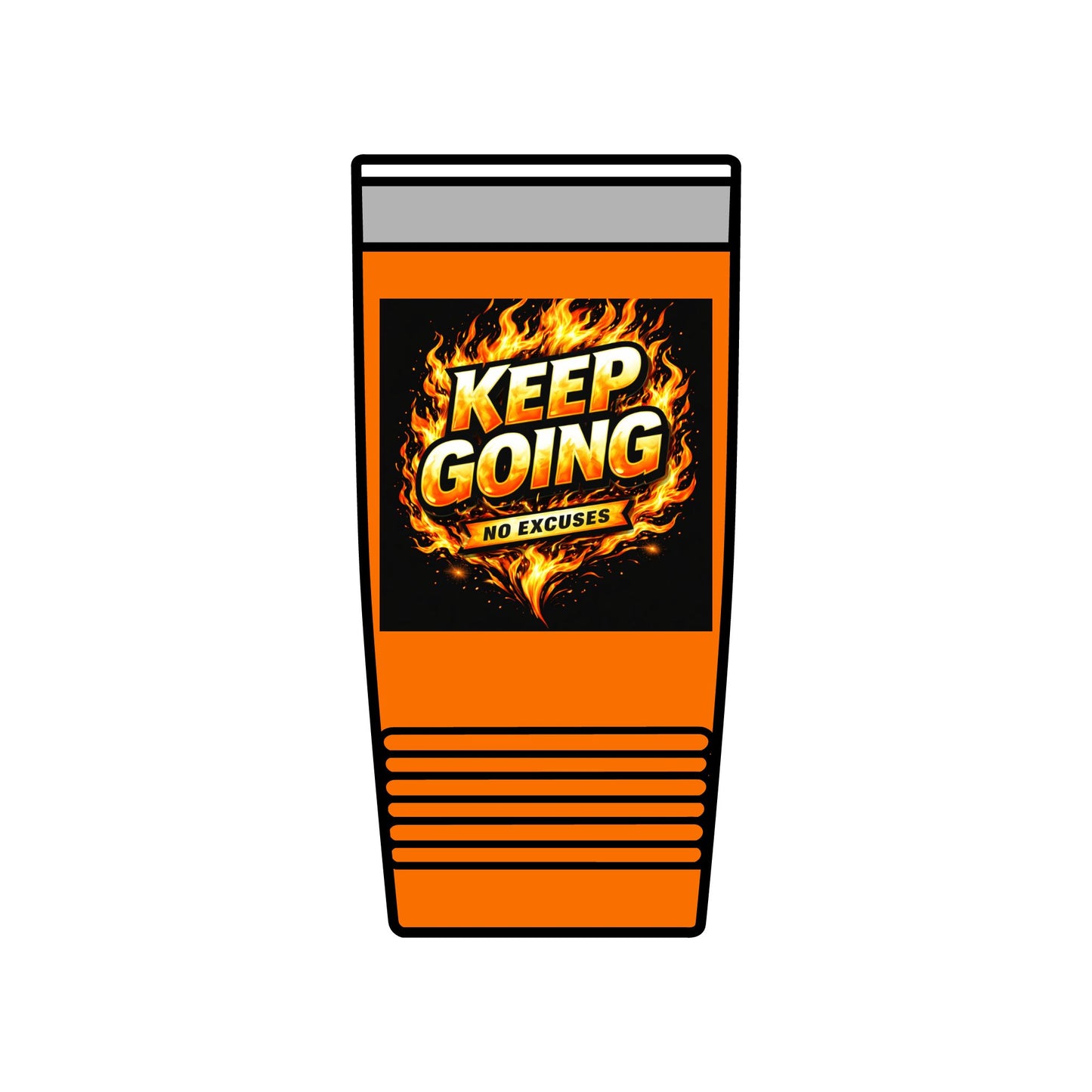 Motivational Tumbler 20oz | Keep Going No Excuses Cup | Black Gold Stainless Steel Travel Mug | Inspirational Coffee Tumbler Gift
