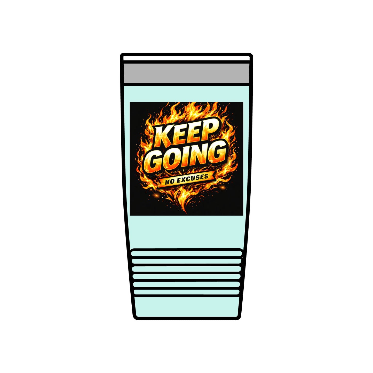 Motivational Tumbler 20oz | Keep Going No Excuses Cup | Black Gold Stainless Steel Travel Mug | Inspirational Coffee Tumbler Gift