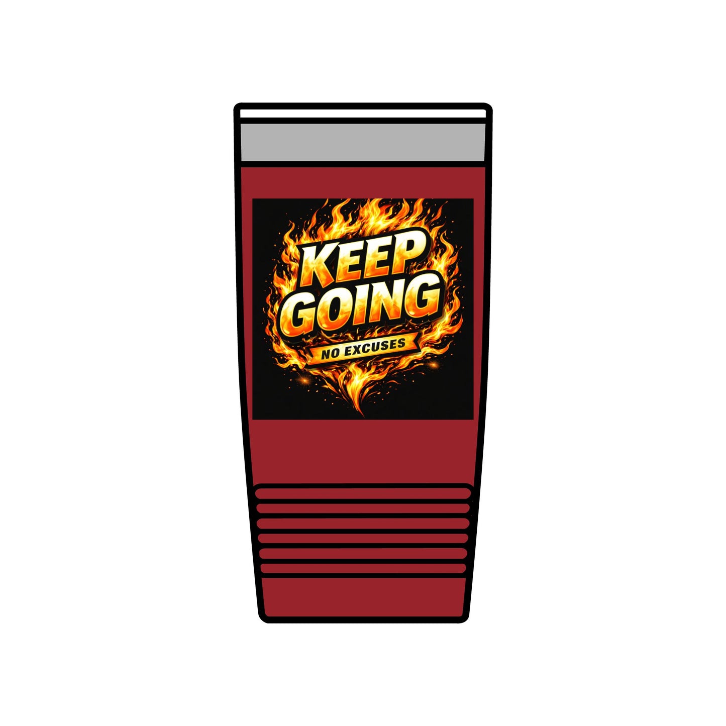 Motivational Tumbler 20oz | Keep Going No Excuses Cup | Black Gold Stainless Steel Travel Mug | Inspirational Coffee Tumbler Gift