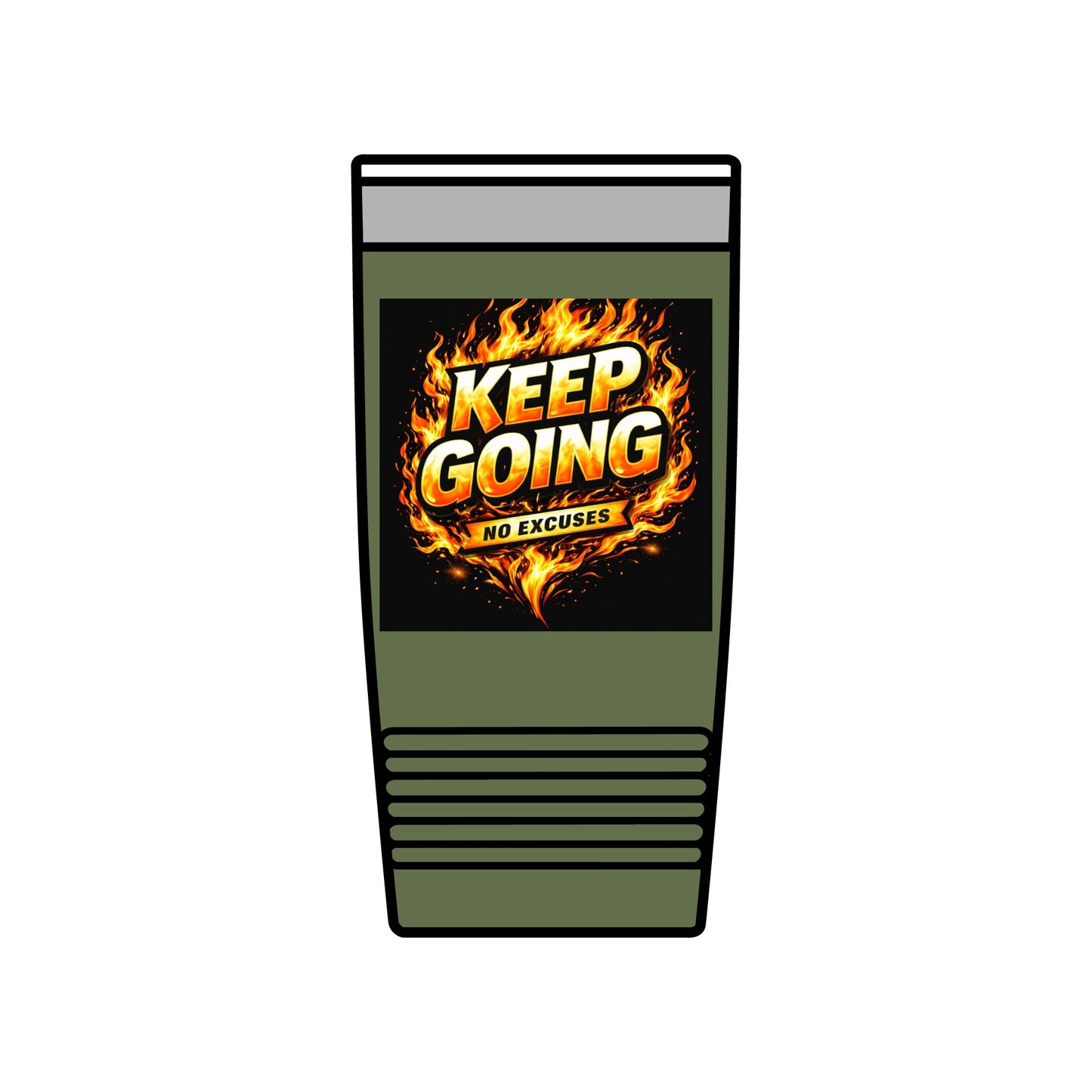 Motivational Tumbler 20oz | Keep Going No Excuses Cup | Black Gold Stainless Steel Travel Mug | Inspirational Coffee Tumbler Gift