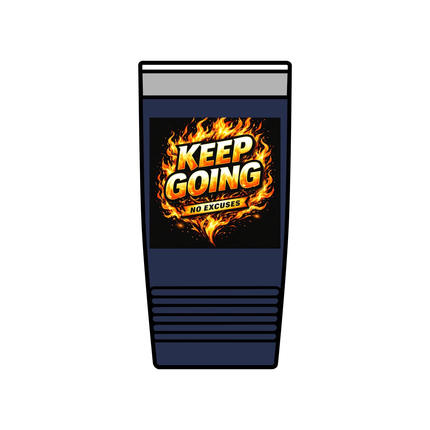 Motivational Tumbler 20oz | Keep Going No Excuses Cup | Black Gold Stainless Steel Travel Mug | Inspirational Coffee Tumbler Gift
