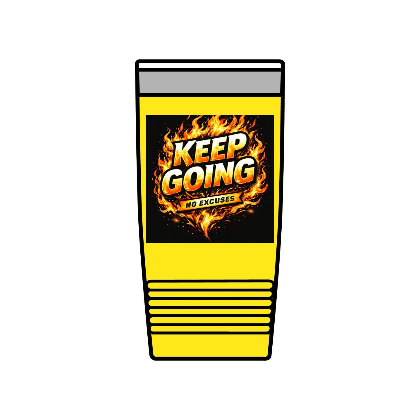 Motivational Tumbler 20oz | Keep Going No Excuses Cup | Black Gold Stainless Steel Travel Mug | Inspirational Coffee Tumbler Gift