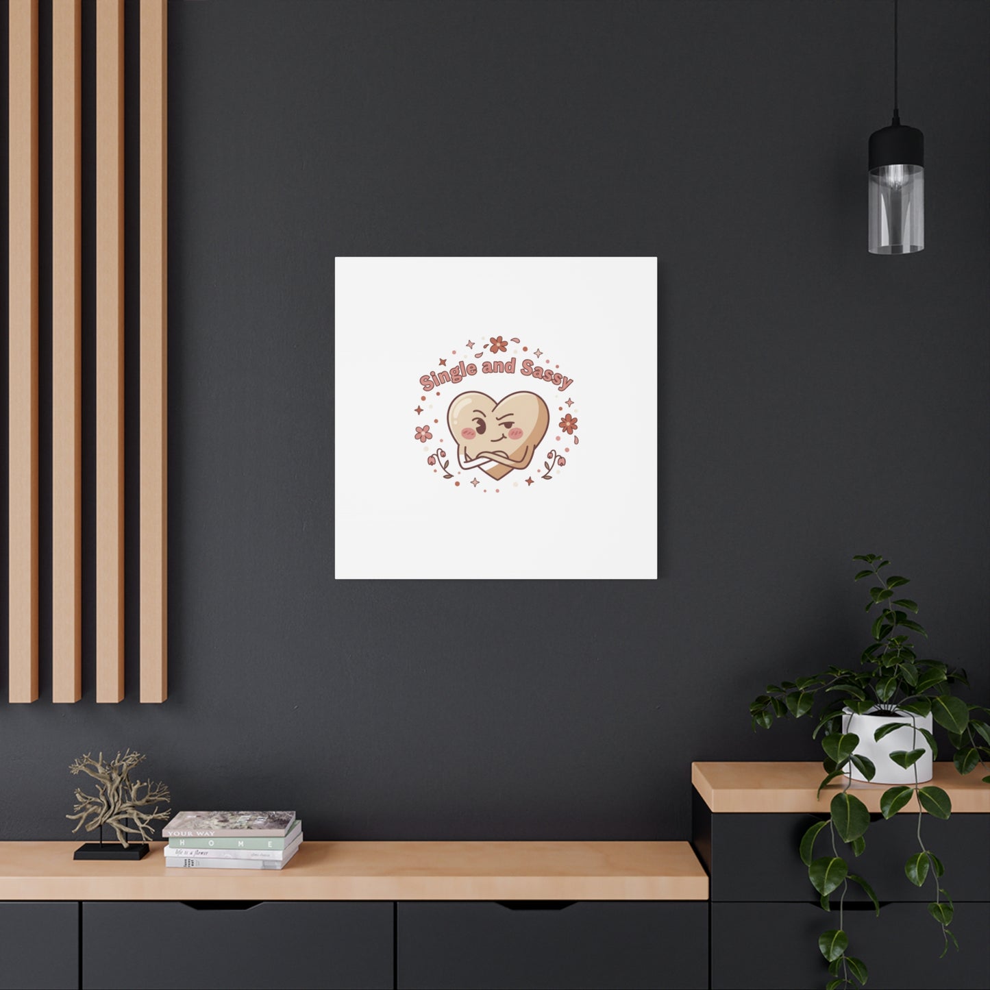 Single and Sassy Heart Canvas | Anti‑Valentine, Pastel Cynic Wall Art