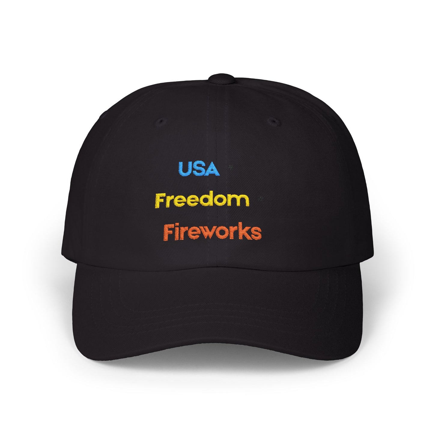 USA Freedom Fireworks Classic Dad Cap | Patriotic Embroidered Hat