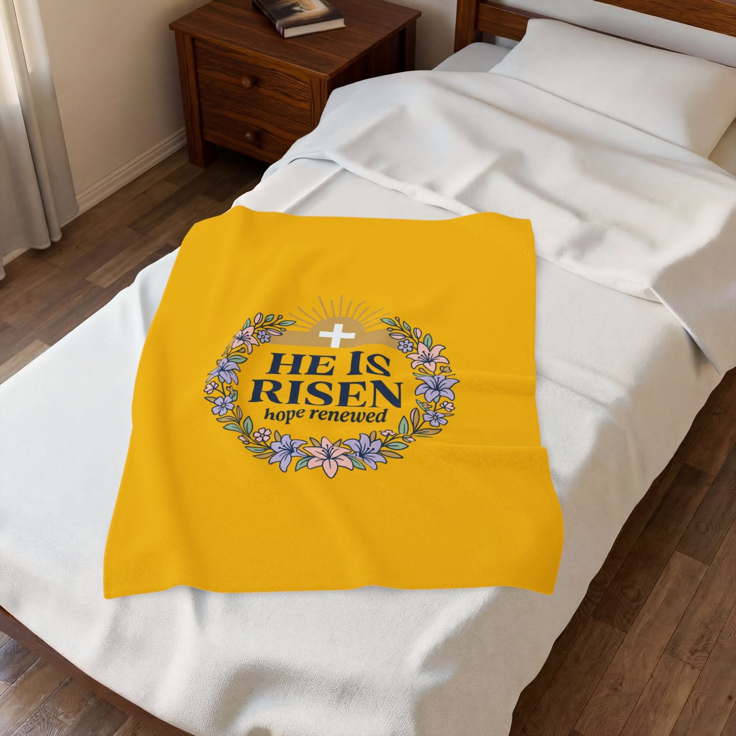 He Is Risen Velveteen Blanket | Easter Christian, Resurrection Scripture