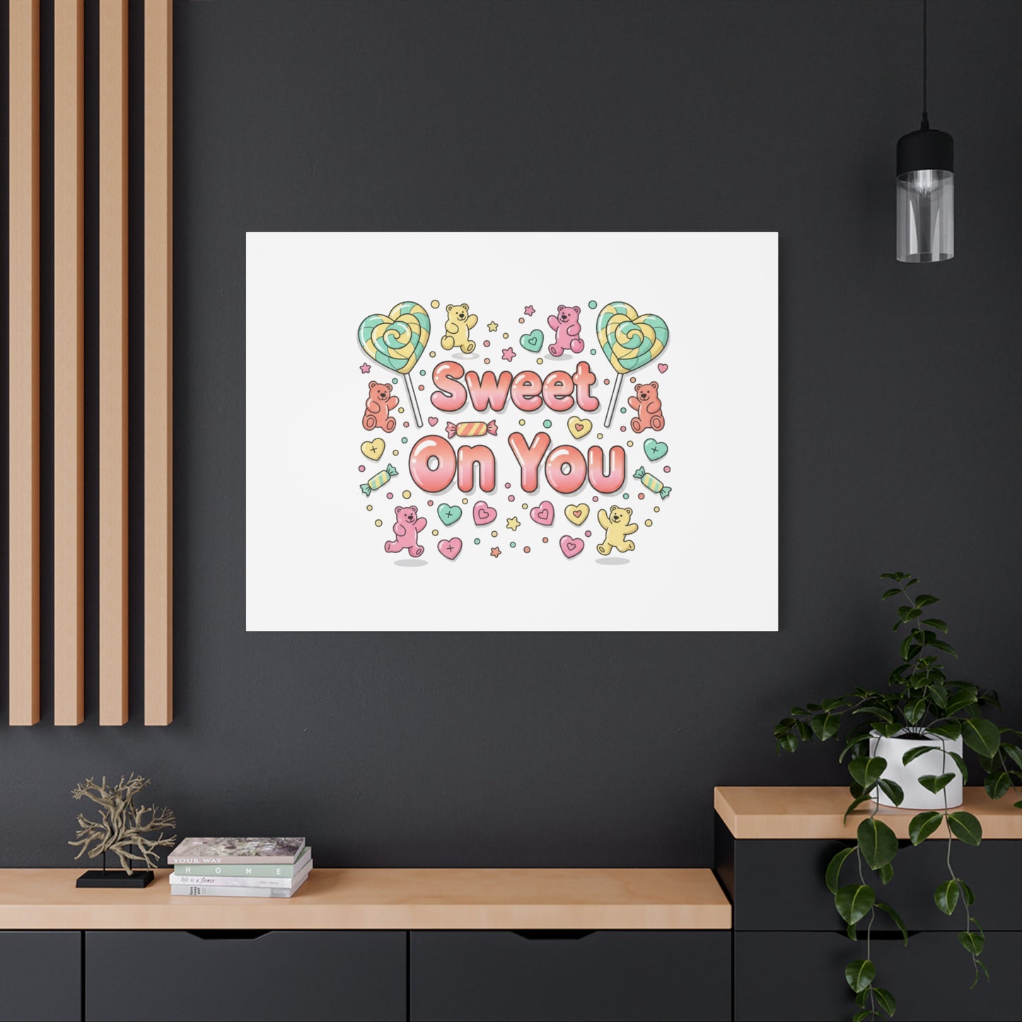 Sweet On You Canvas | Valentine Candycore heart candy pattern, pastel snackcore art