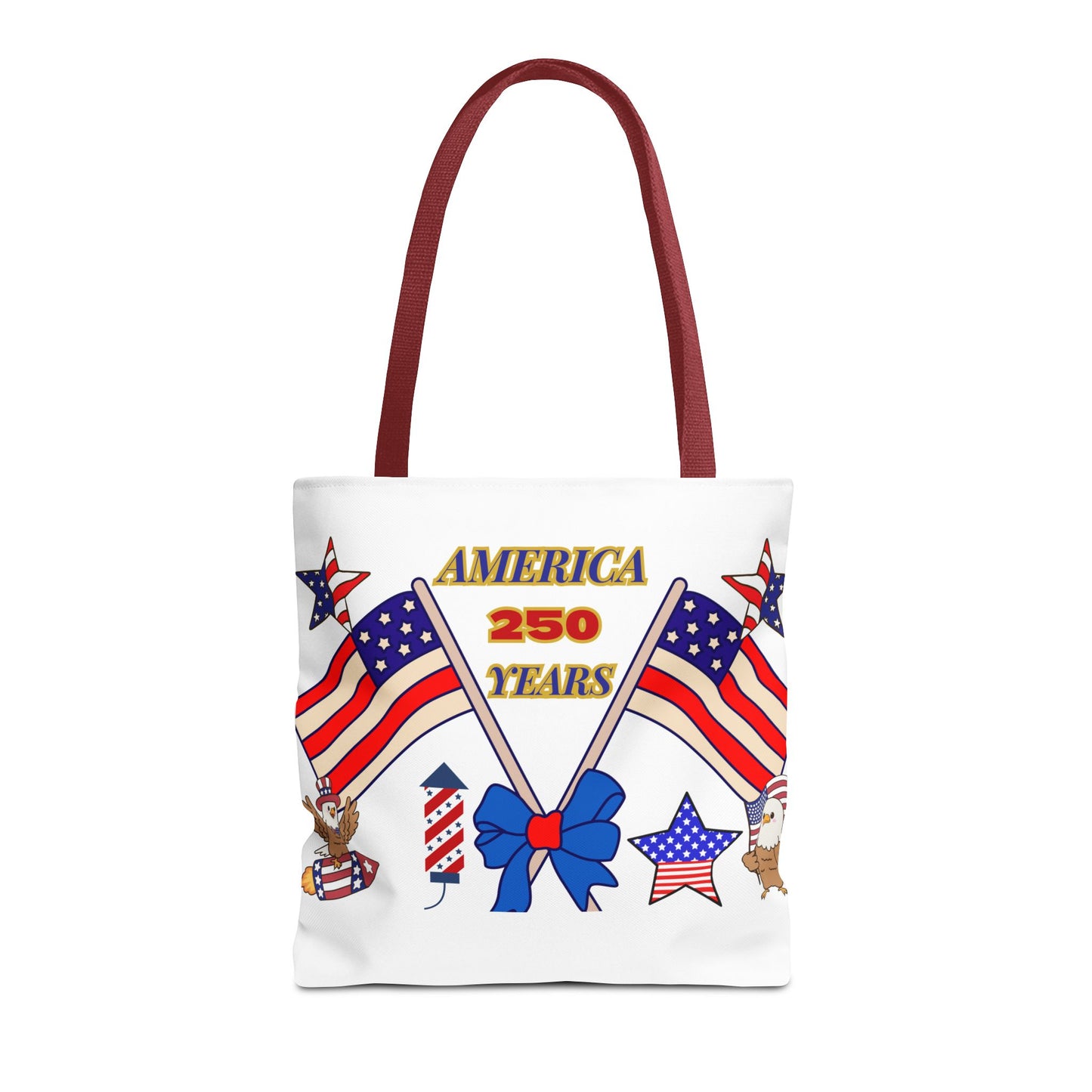 America 250 Years Flag Crossed Flags Patriotic Tote Bag | Independence Day