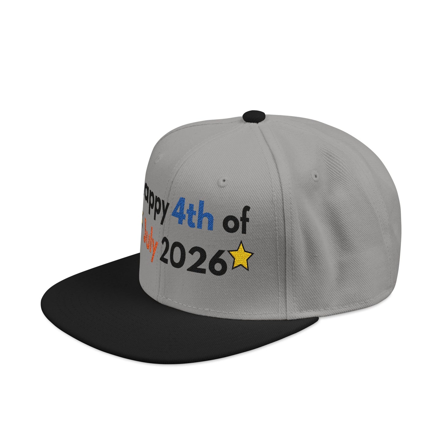 Happy 4th of July 2026 Embroidered Snapback Hat