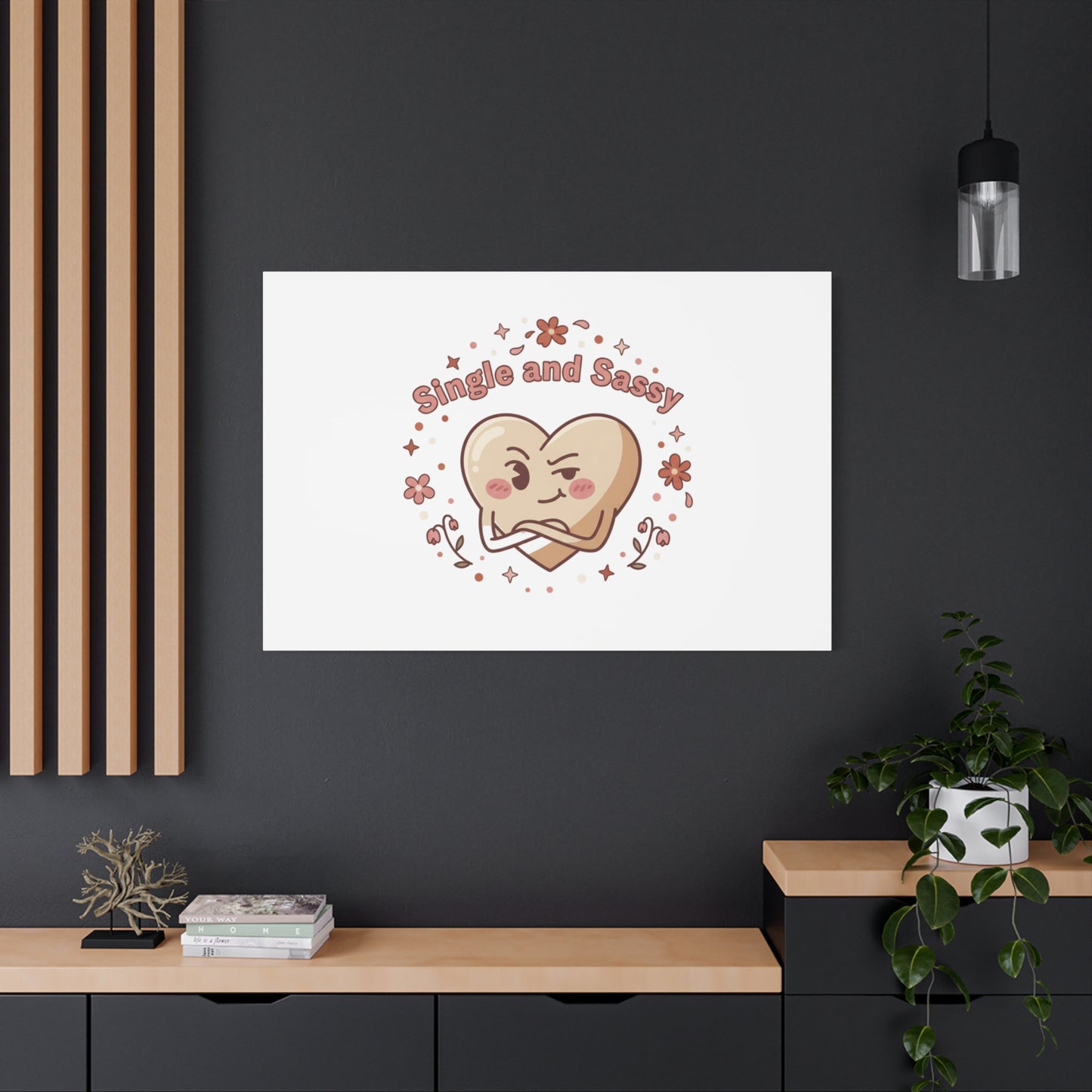 Single and Sassy Heart Canvas | Anti‑Valentine, Pastel Cynic Wall Art