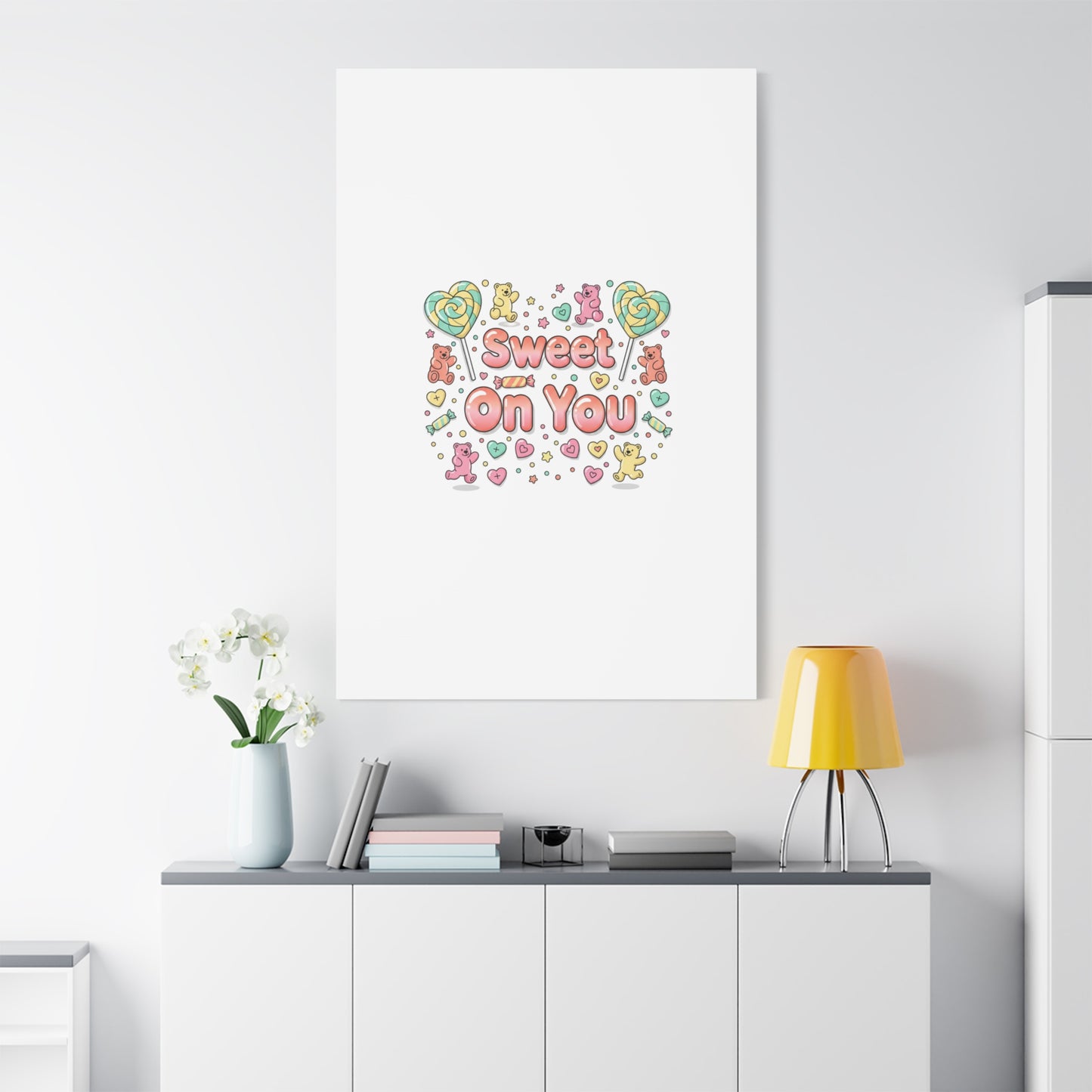 Sweet On You Canvas | Valentine Candycore heart candy pattern, pastel snackcore art