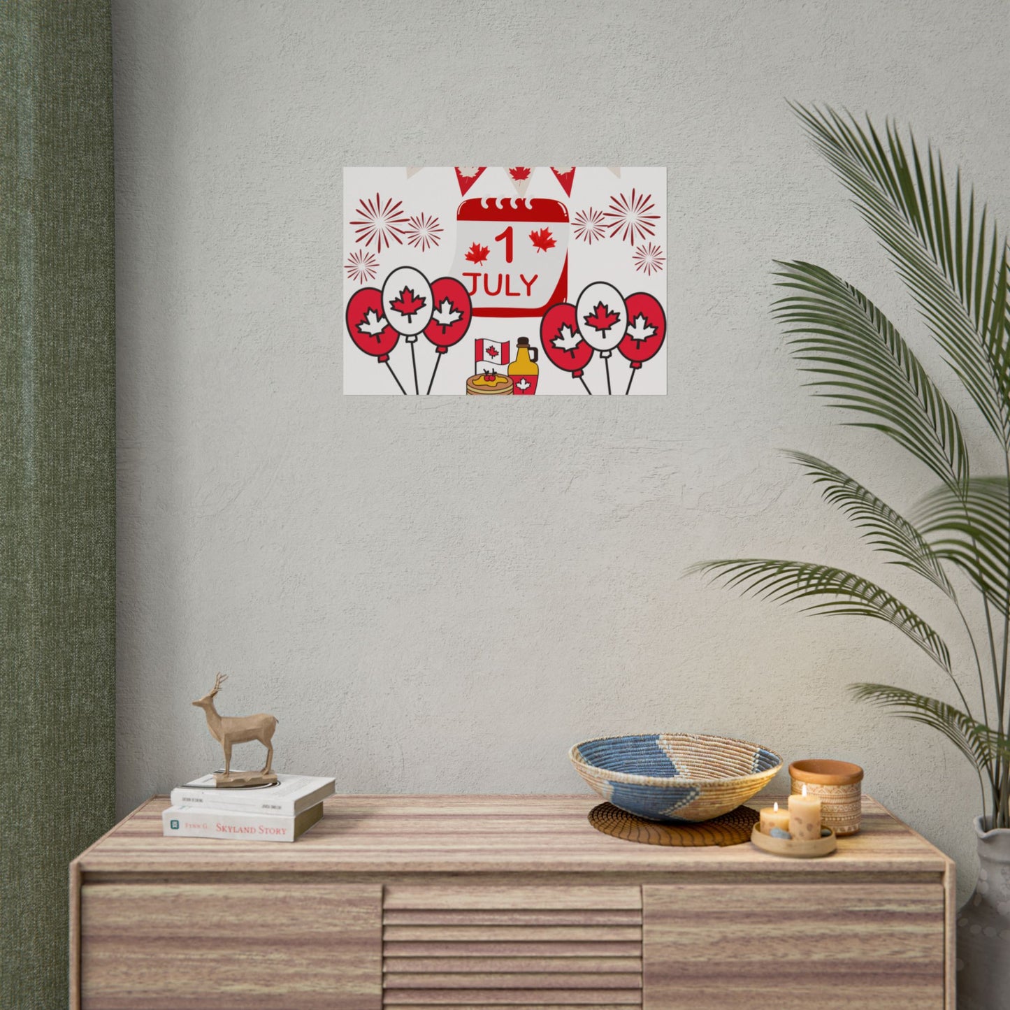 Canada Day 1 July Poster – Red Maple Leaf Celebration Print