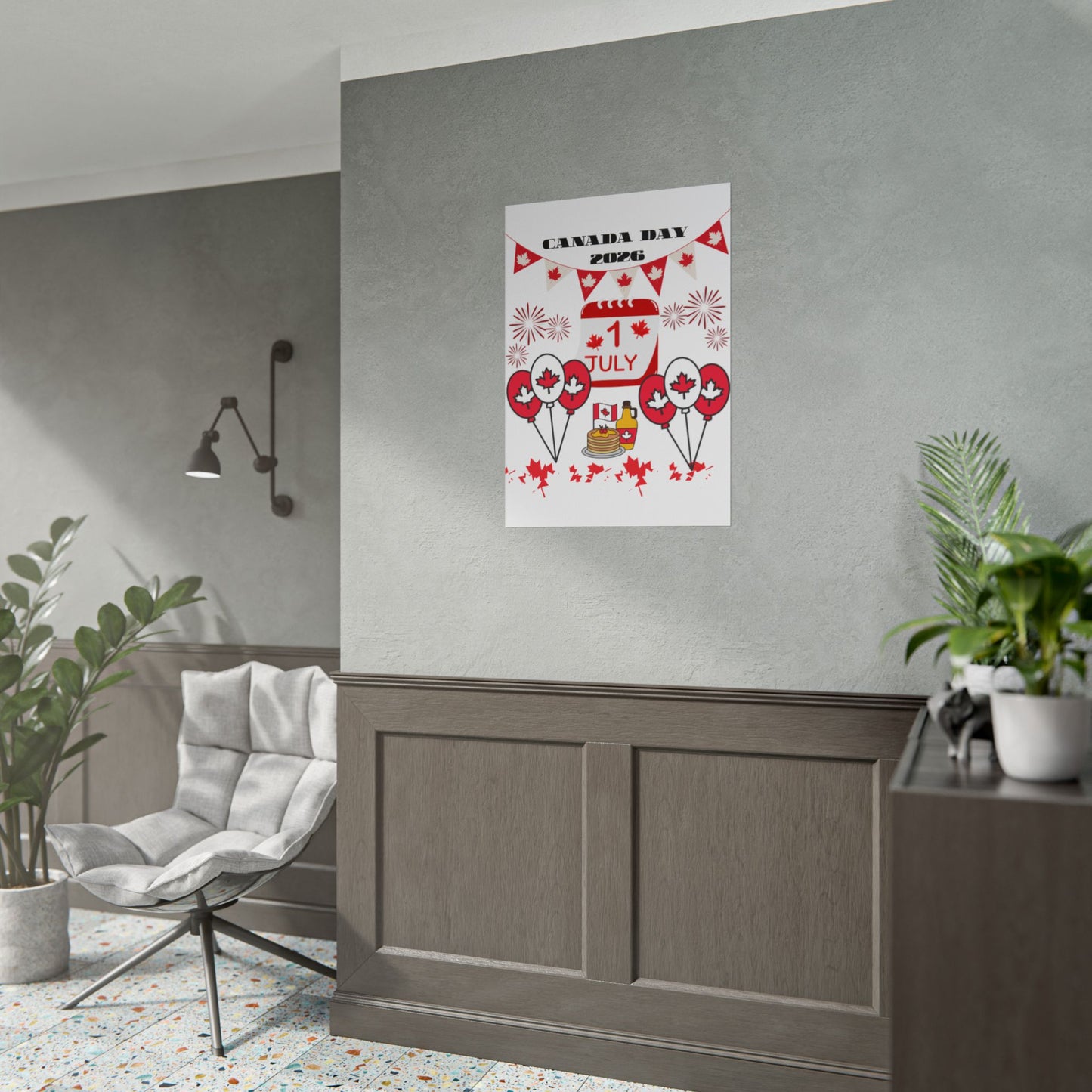 Canada Day 1 July Poster – Red Maple Leaf Celebration Print