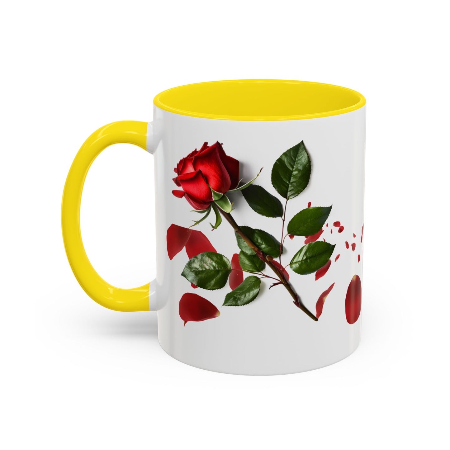Red Rose Petals Accent Coffee Mug | 11oz 15oz