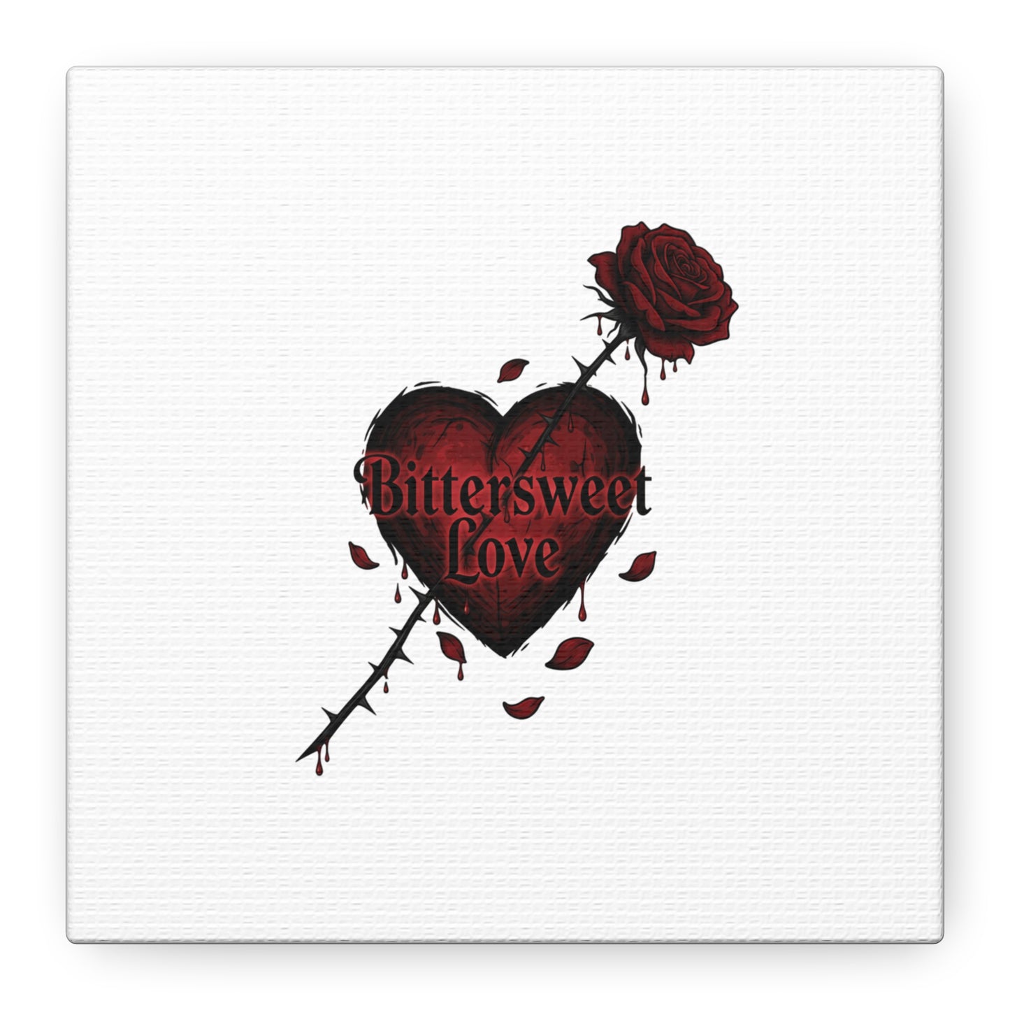 Bittersweet Love heart & thorn rose Canvas | Goth Valentine, Dark Romance Art Print