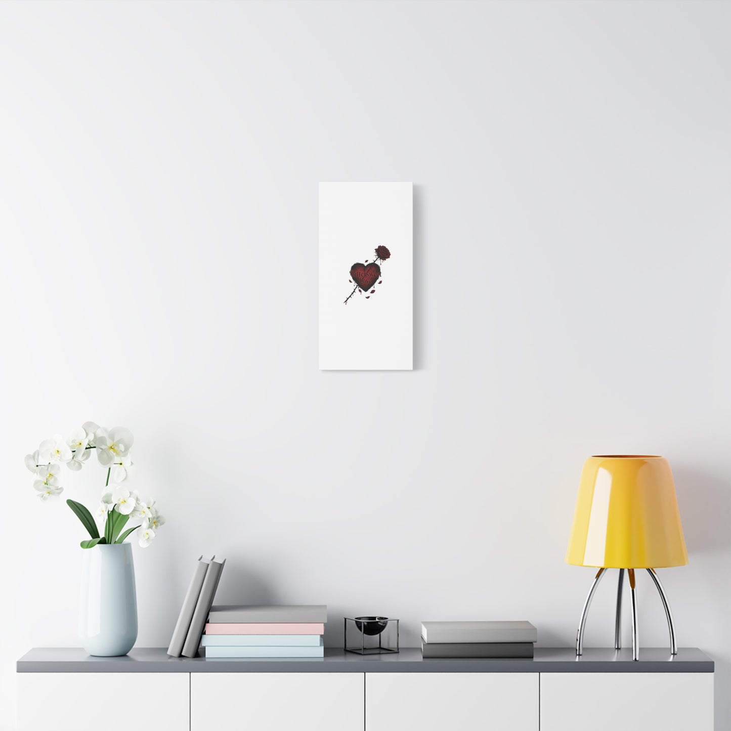 Bittersweet Love heart & thorn rose Canvas | Goth Valentine, Dark Romance Art Print