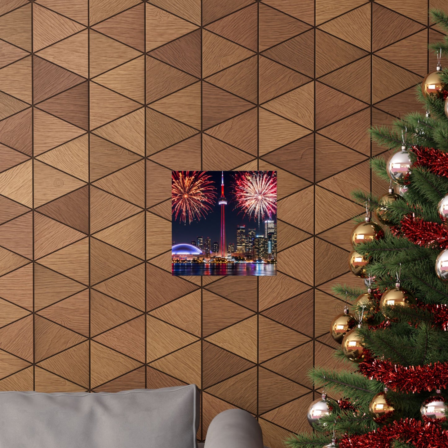 CN Tower Fireworks Matte Vertical Poster — Toronto Skyline Night Celebration Wall Art