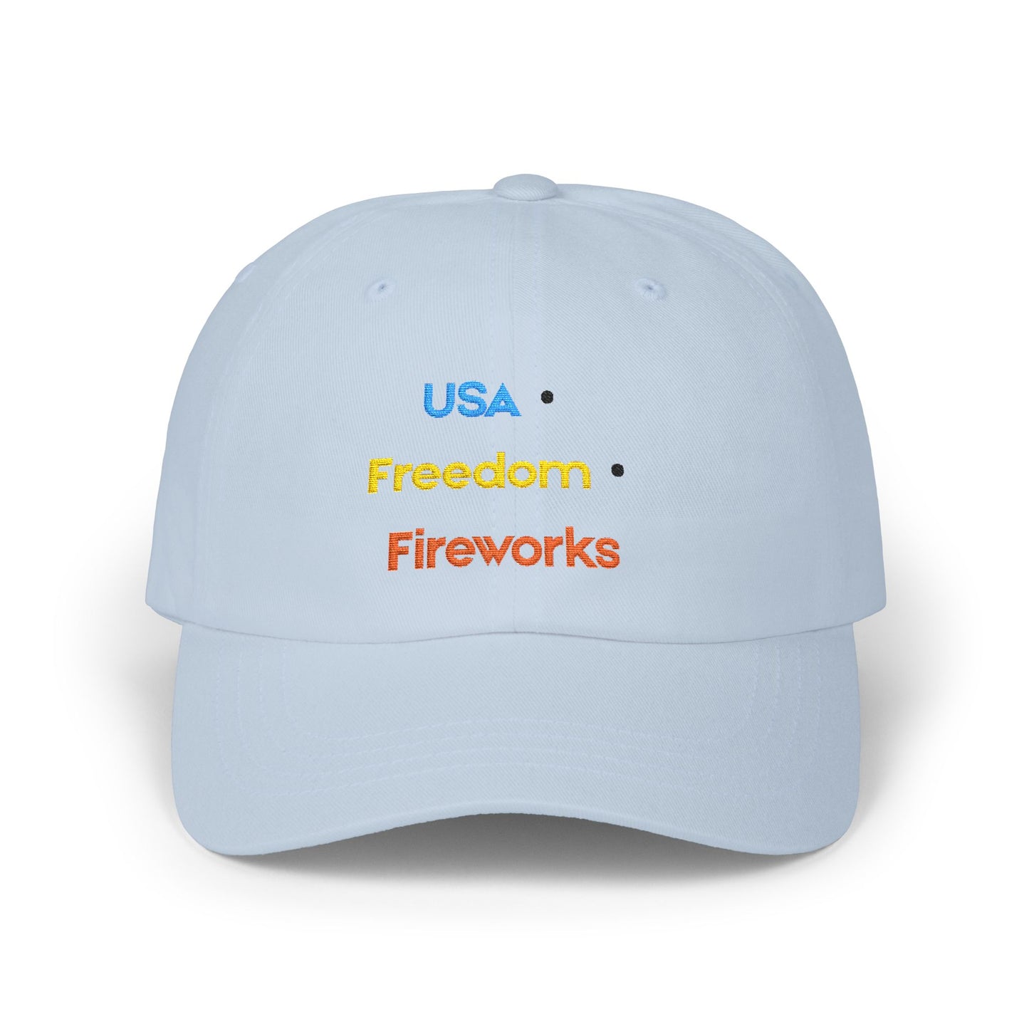 USA Freedom Fireworks Classic Dad Cap | Patriotic Embroidered Hat