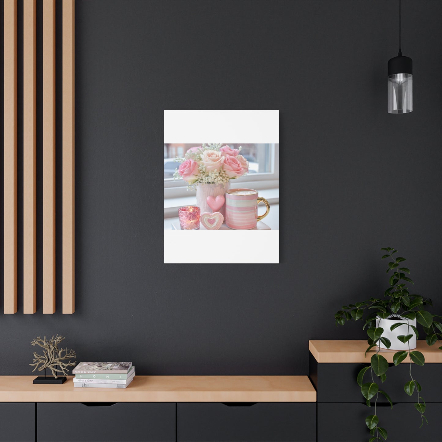 Pink Rose Bouquet with Mug Canvas