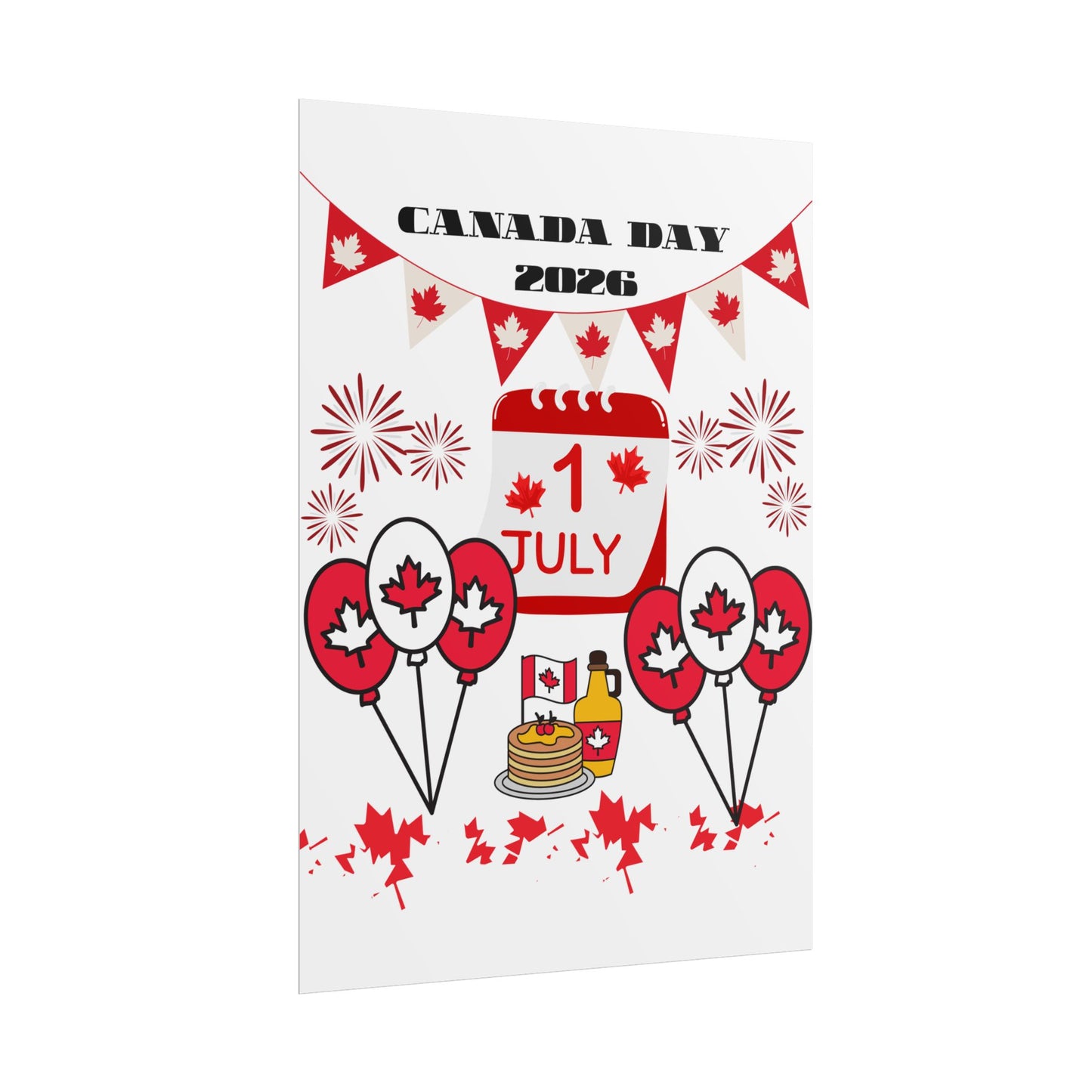 Canada Day 1 July Poster – Red Maple Leaf Celebration Print