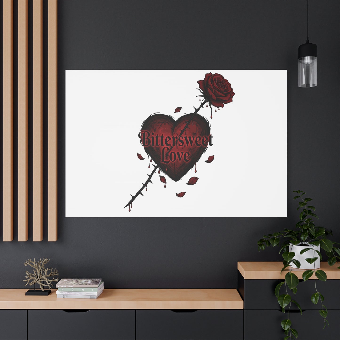 Bittersweet Love heart & thorn rose Canvas | Goth Valentine, Dark Romance Art Print