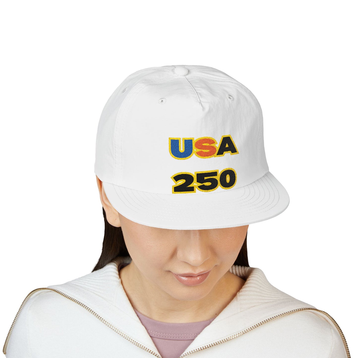 USA 250 Surf Cap | Embroidered Trucker Hat, White Snapback
