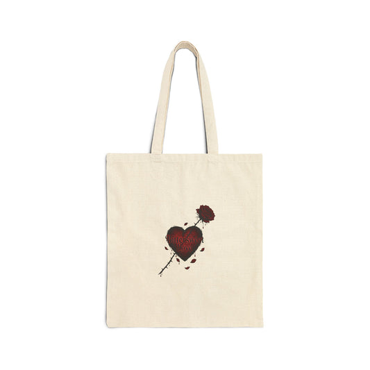 Bleeding Heart Tote Bag | goth valentine, dark romance black rose