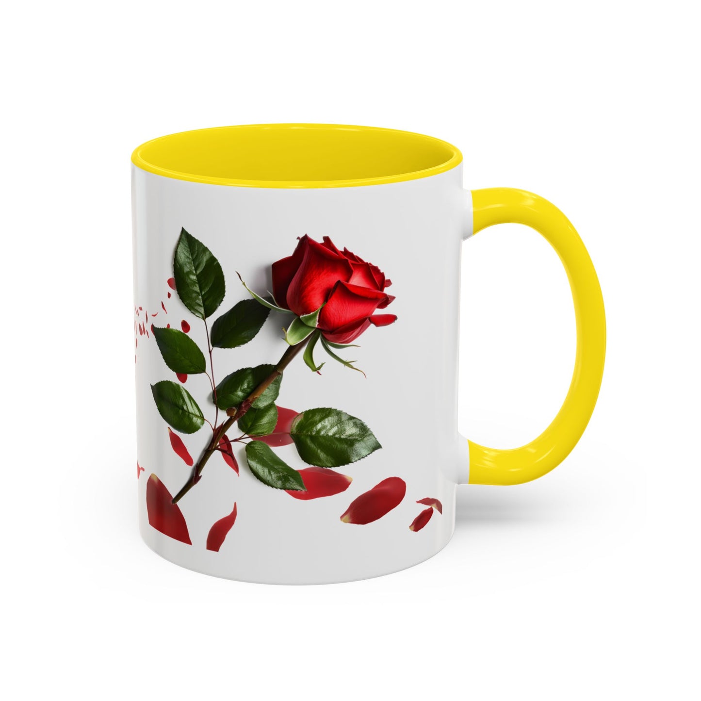 Red Rose Petals Accent Coffee Mug | 11oz 15oz