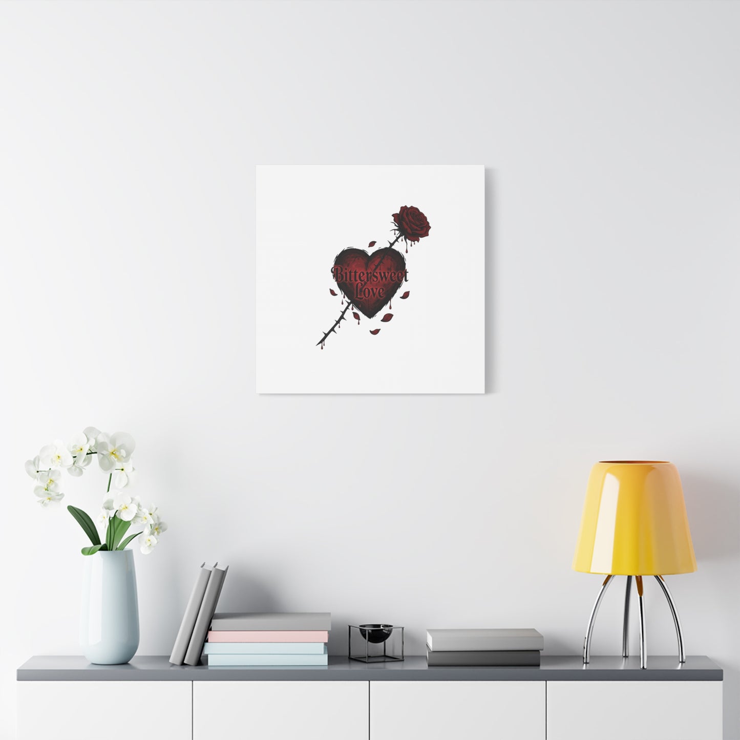 Bittersweet Love heart & thorn rose Canvas | Goth Valentine, Dark Romance Art Print