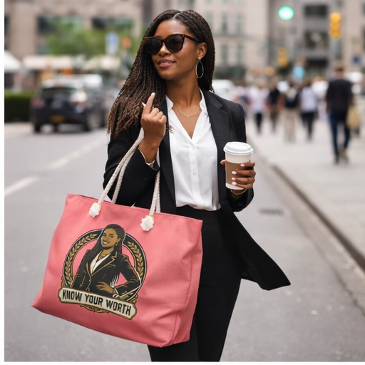 Know Your Worth Tote Bag | Empowerment Gift for Women | Black Woman Boss Bag | Inspirational Quote Bag | Pink Weekender Tote | Self Love Gift
